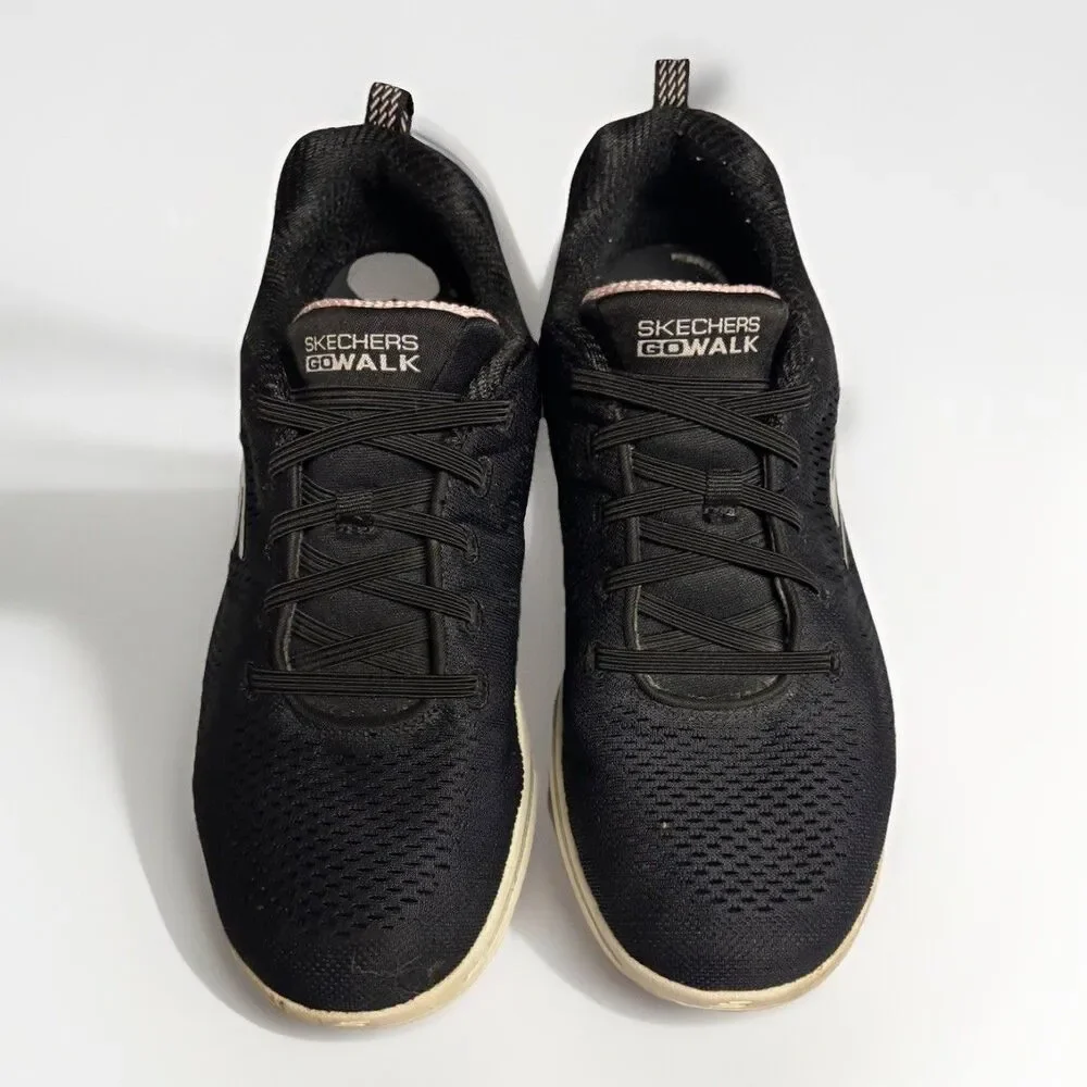 Skechers Black/Light Pink Go Walk 5 Lake Views Womens Lace Up Size 9